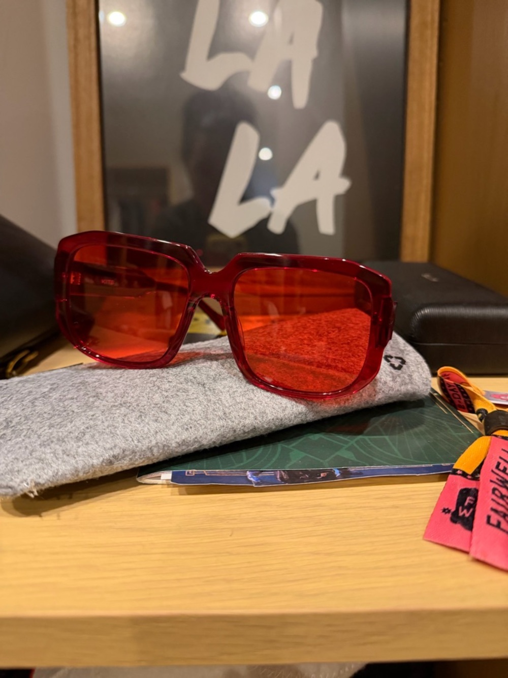 Red Oversized Square Sunglasses - Women